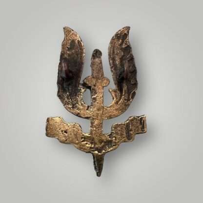 Reverse image of an original Belgian 1st Parachute Battalion cap badge post war, constructed in brass.