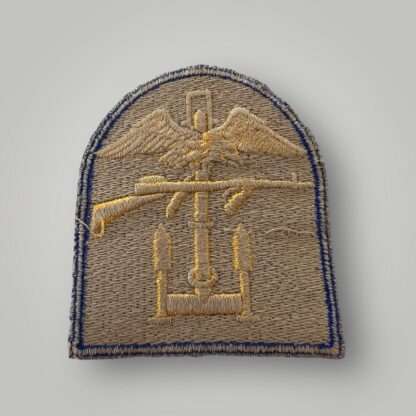 Reverse image of an original US WW2 Army Engineer Special Brigade insignia, machine embroidered.