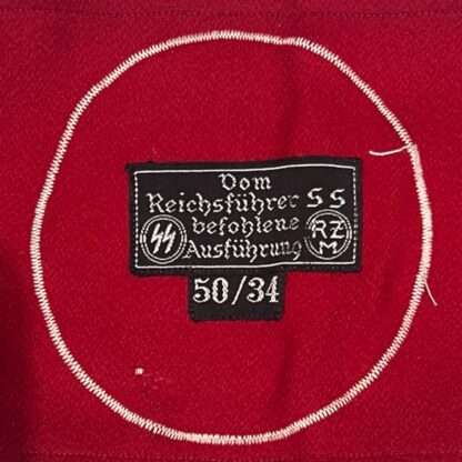 Reverse image of an Allgemeine SS Armband complete with RZM label 1933.