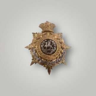 A British South Wales Borderers Victorian Officer's helmet plate circa 1881-1901, constructed in fine gilt.