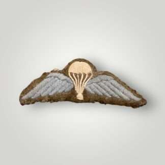 An original British Army Paratrooper WW2 jump wings, embroidered in white and sky blue thread uniform removed.