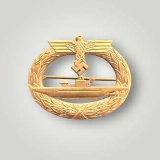 An original late war Kriegsmarine U-boat badge By Friedrich Orth, constructed in zinc which retain its gilt finish.