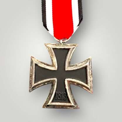 Rear image of a rare original Iron Cross 2nd class medal by Robert Hauschild '56', two part construction with magnetic iron core.