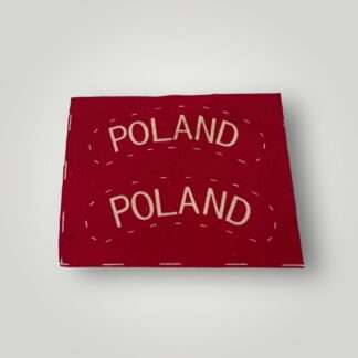 A set of Free Polish Army WW2 shoulder titles, screen printed on cotton fabric, uncut and in unissued condition.