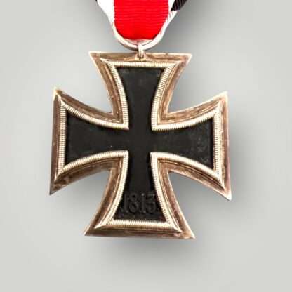 Reverse image of a WW2 German Iron Cross 2nd Class Medal By S. Jablonski GmbH, two part construction with magnetic iron core.