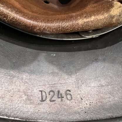 An interrior image of a WW2 German M35 Heer Single Decal helemt rim stamped D246.