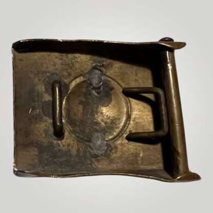 Reverse image of a German WW1 Prussian Heer EM/NCO's Belt Buckle, two piece construction in brass overlayed with a central nickle plate.