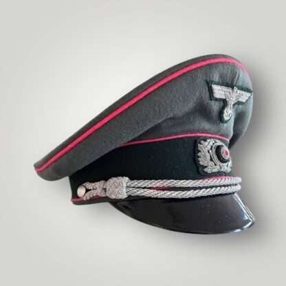 Side view of an original WW2 German (Heer) Panzer Officers visor cap.