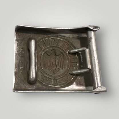 Reverse image of an early Heer (Army) aluminium belt buckle by Dr. Franke & Co, cast contruction in aluminium.