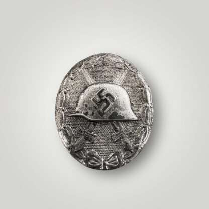 A German WW2 wound badge in silver, constructed in tombac with silver wash.