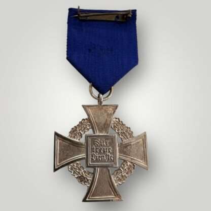 Reverse image of a German WW2 National Faithful Service Medal 25 Years.