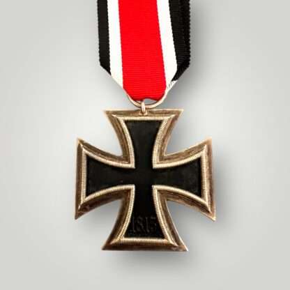 Reverse image of a WW2 German Iron Cross 2nd Class Medal By S. Jablonski GmbH, two part construction with magnetic iron core.