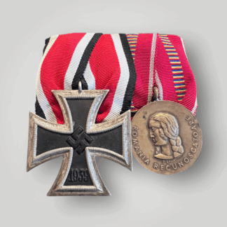 A court mounted German WW2 Iron Cross and  Romanian Eastern Front “Crusade Against Communism” medal group, court mounted.