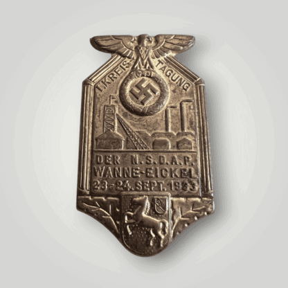 A rare I. Kreistagung der N.S.D.A.P. Wanne-Eickel 23-24. Sept. 1933 tinnie , die stamped construction in brass.