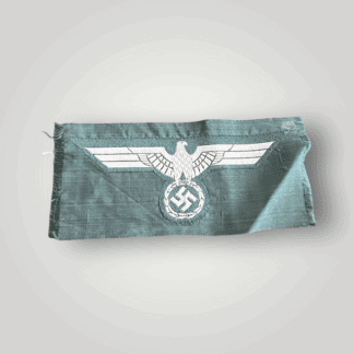 An original German WW2 Heer (Army) M38 Bevo breast eagle, flat weave BeVo construction on field green backing.