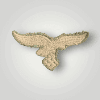 A rare Fallschirmjäger splinter camouflage smock breast eagle, machine embroidered in silver grey thread on wollen backing, measuring 85mm wide from each wing tip.