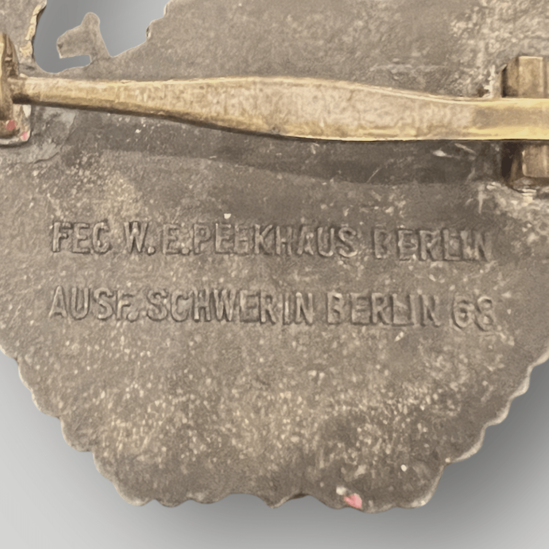 Reverse image of a Kriegsmarine Eboat Badge by Schwerin, Berlin 2nd pattern.