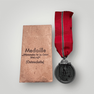 An original Eastern Front Medal By Wilhelm Deumer (Ostmedaille) constructed in zinc, with maker mark '3' on the ring by Wilhelm Deumer, Lüdenscheid.