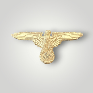 This is an original SS Cap Eagle by Ferdinand Wagner, manufactured from silvered cupal and die-struck.