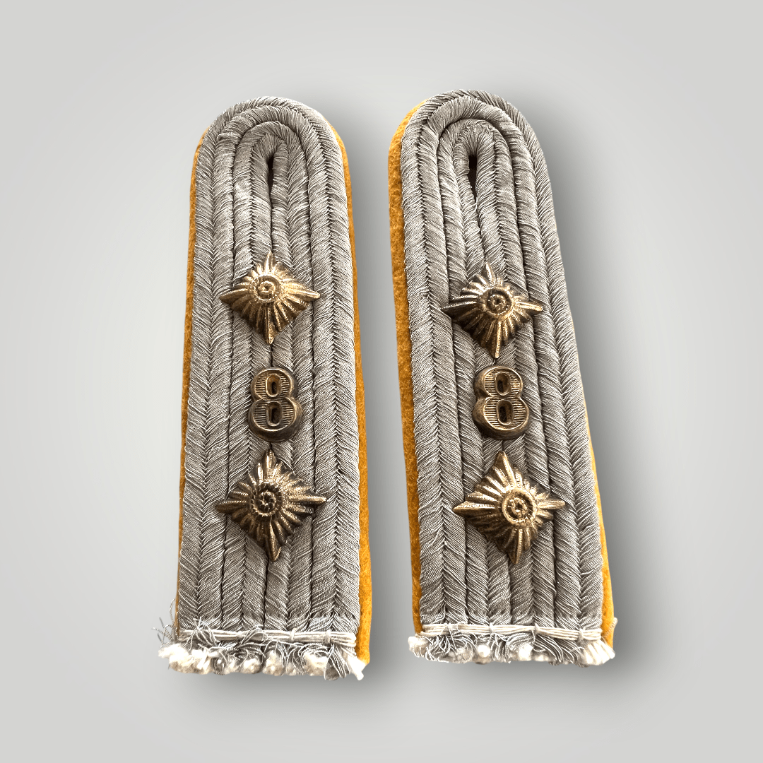 A rare Heer Panzer Reconnaissance, Battalion 8 insignia group. The group includes a set of shoulder boards and collar boards.